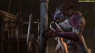 3D మాన్స్టర్ చేస్తుంది అమ్మాయిలు బొడ్డు గుబ్బ